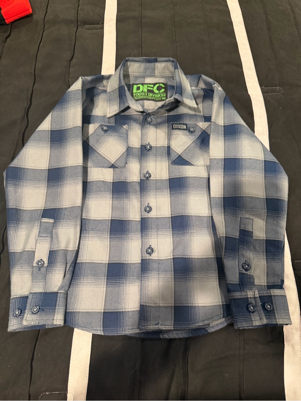 DIXXON Blue and Light Gray Plaid Boys Button-Down Shirt